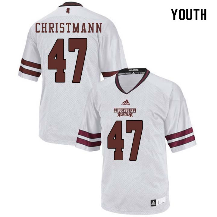 Youth #47 Jace Christmann Mississippi State Bulldogs College Football Jerseys Sale-White - Click Image to Close